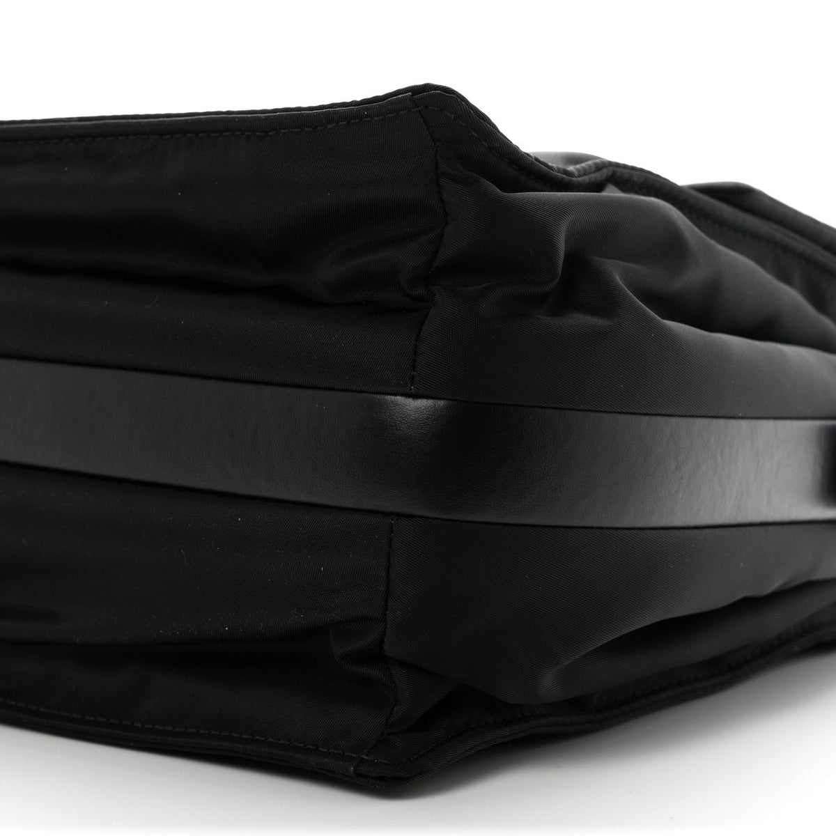 Re-Nylon Vitello Padded Large Traveler Flap Shoulder Bag Black