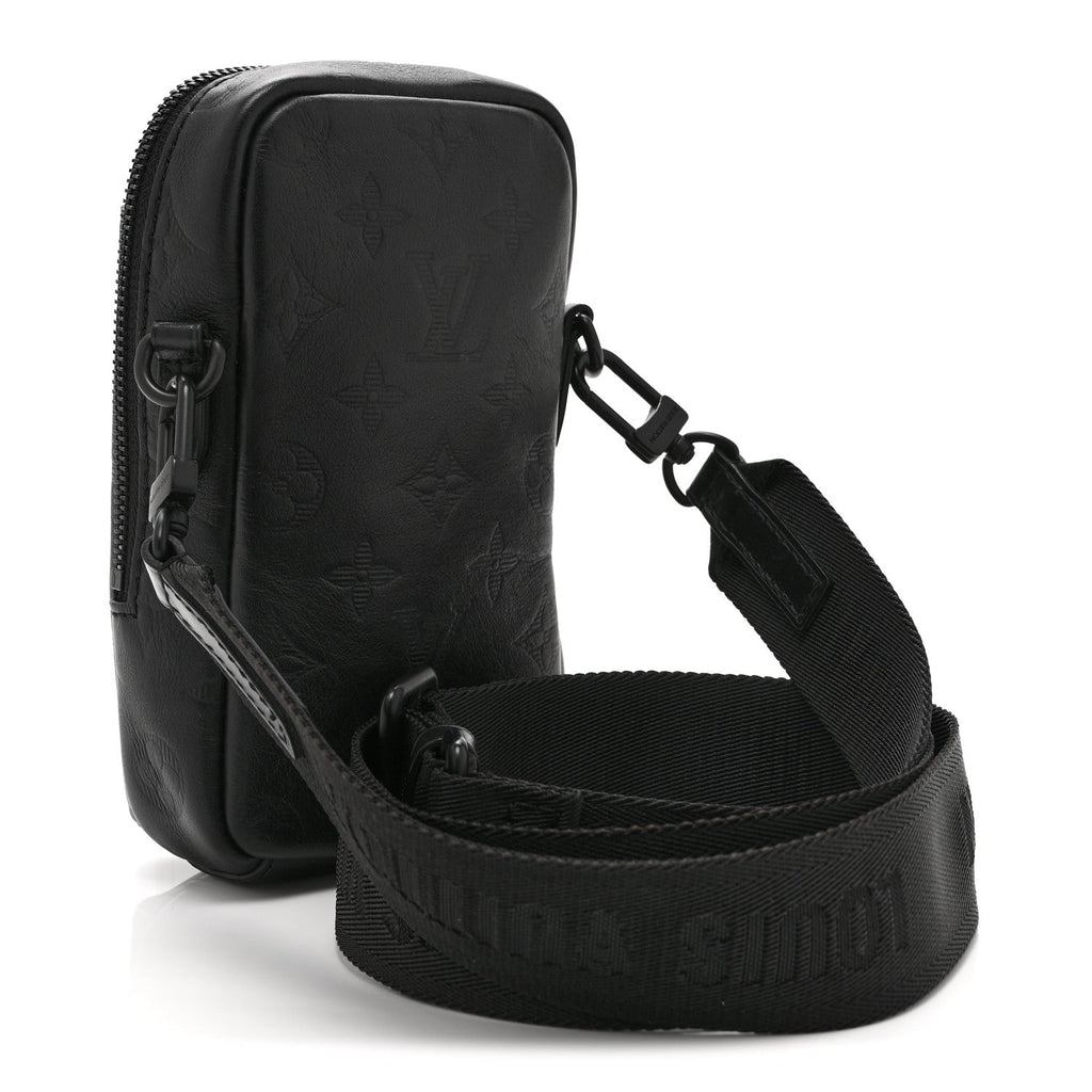 Calfskin Monogram Shadow Double Phone Pouch NM Black