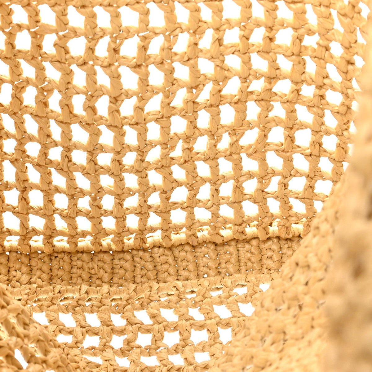 Yarn Raffia Effect Crochet Logo Embroidered Tote Bag Naturale