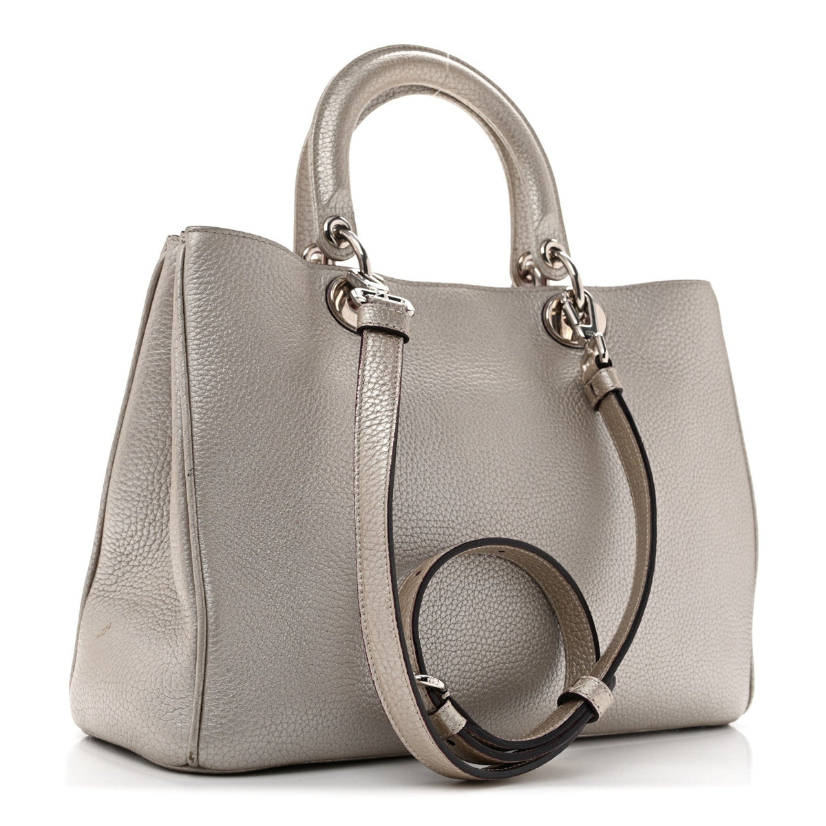 Metallic Bullcalf Medium Diorissimo Bag Champagne