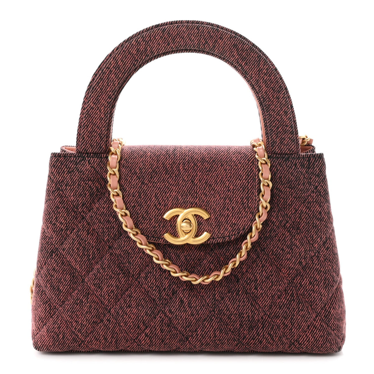 Denim Quilted Nano Kelly Shopper Orange Black
