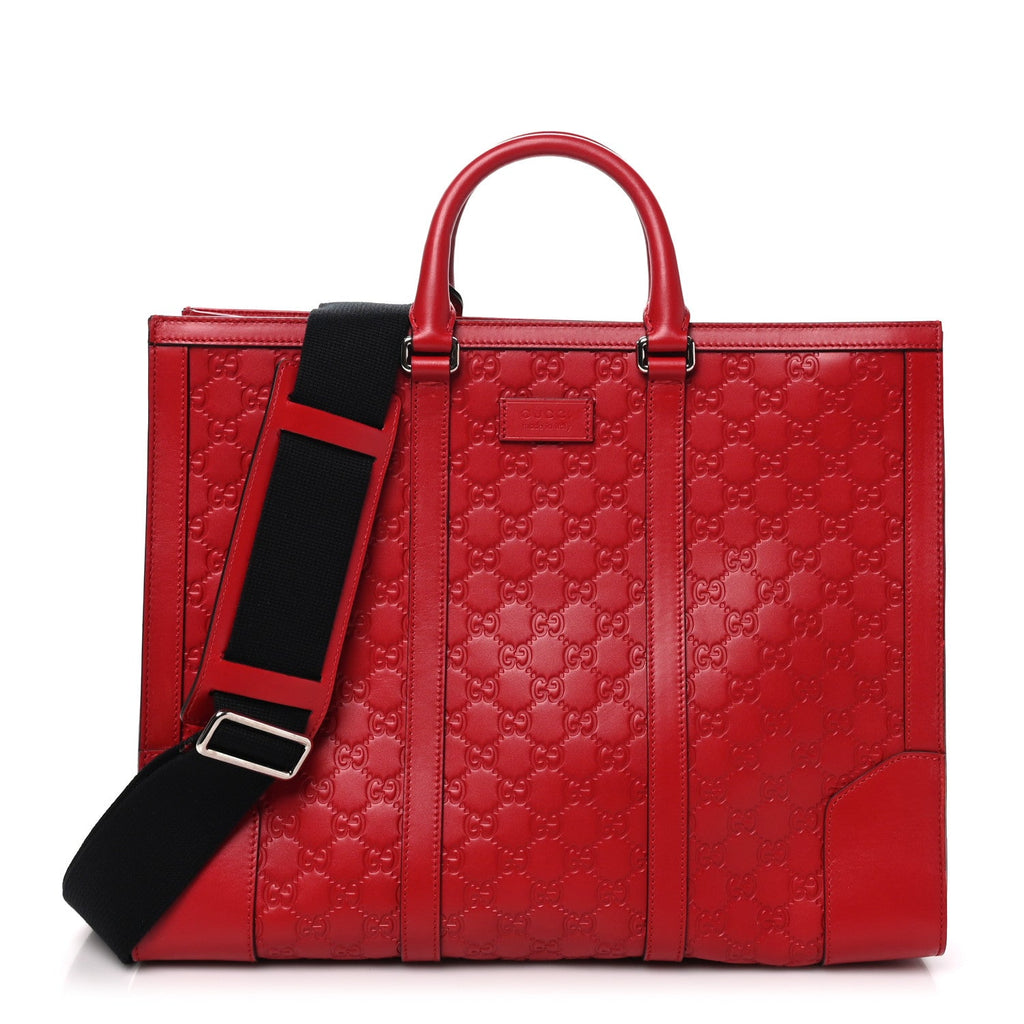 Guccissima Signature Briefcase  Red