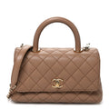 Caviar Quilted Mini Coco Handle Flap Beige