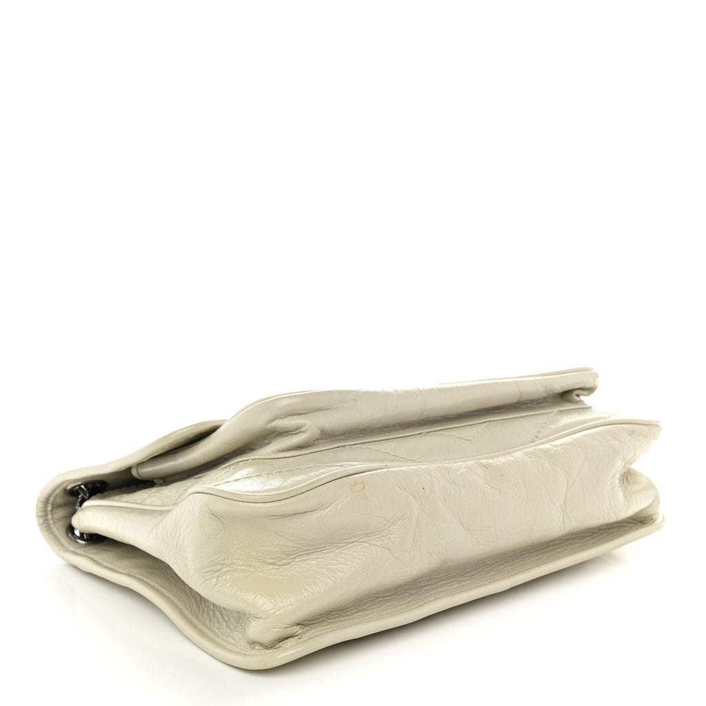 Crinkled Calfskin Matelasse Monogram Medium Niki Chain Satchel Ivory
