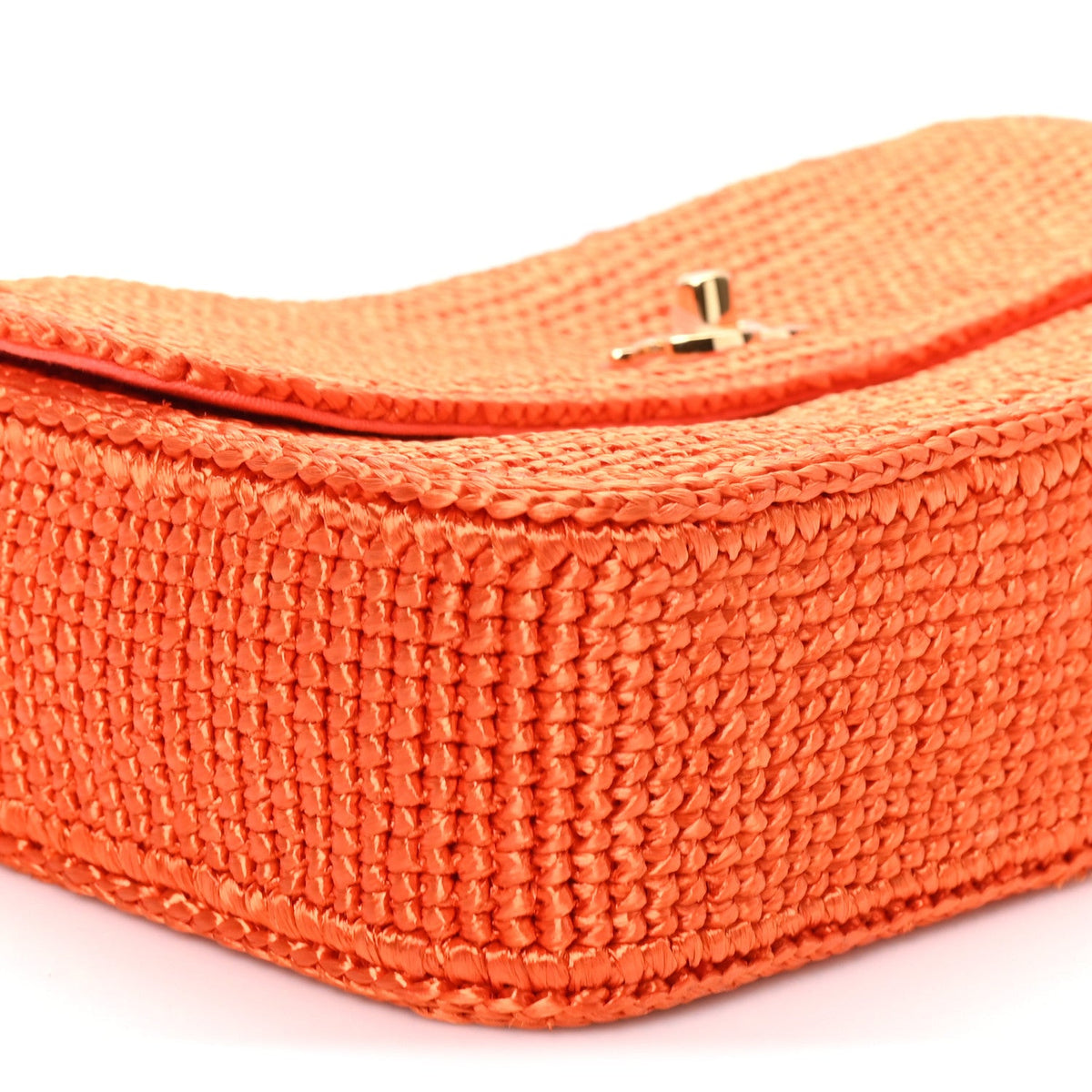 Braided Raffia Small Coco Beach Flap Bag Orange
