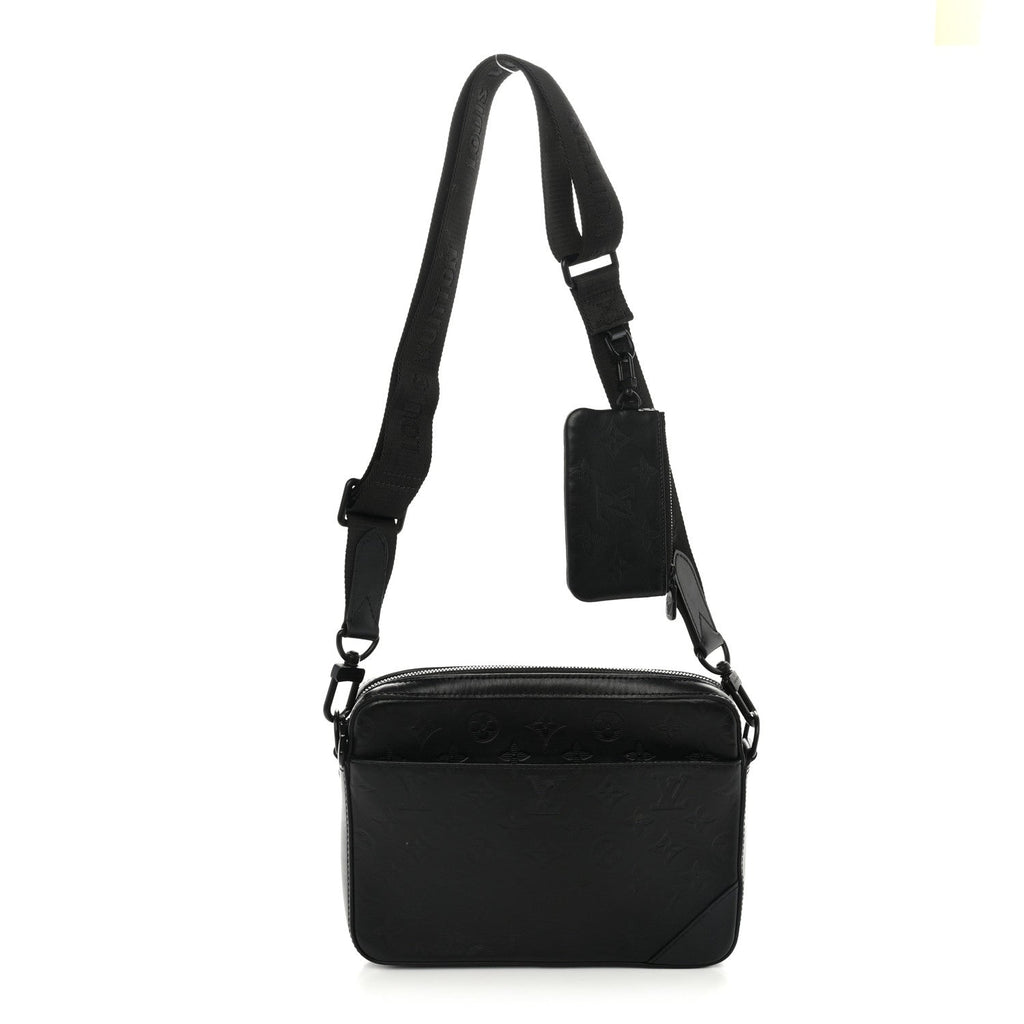 Calfskin Monogram Shadow Duo Messenger Black