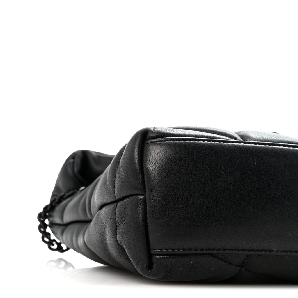 Lambskin Quilted Toy Loulou Puffer Monogram Monochrome Chain Satchel Black