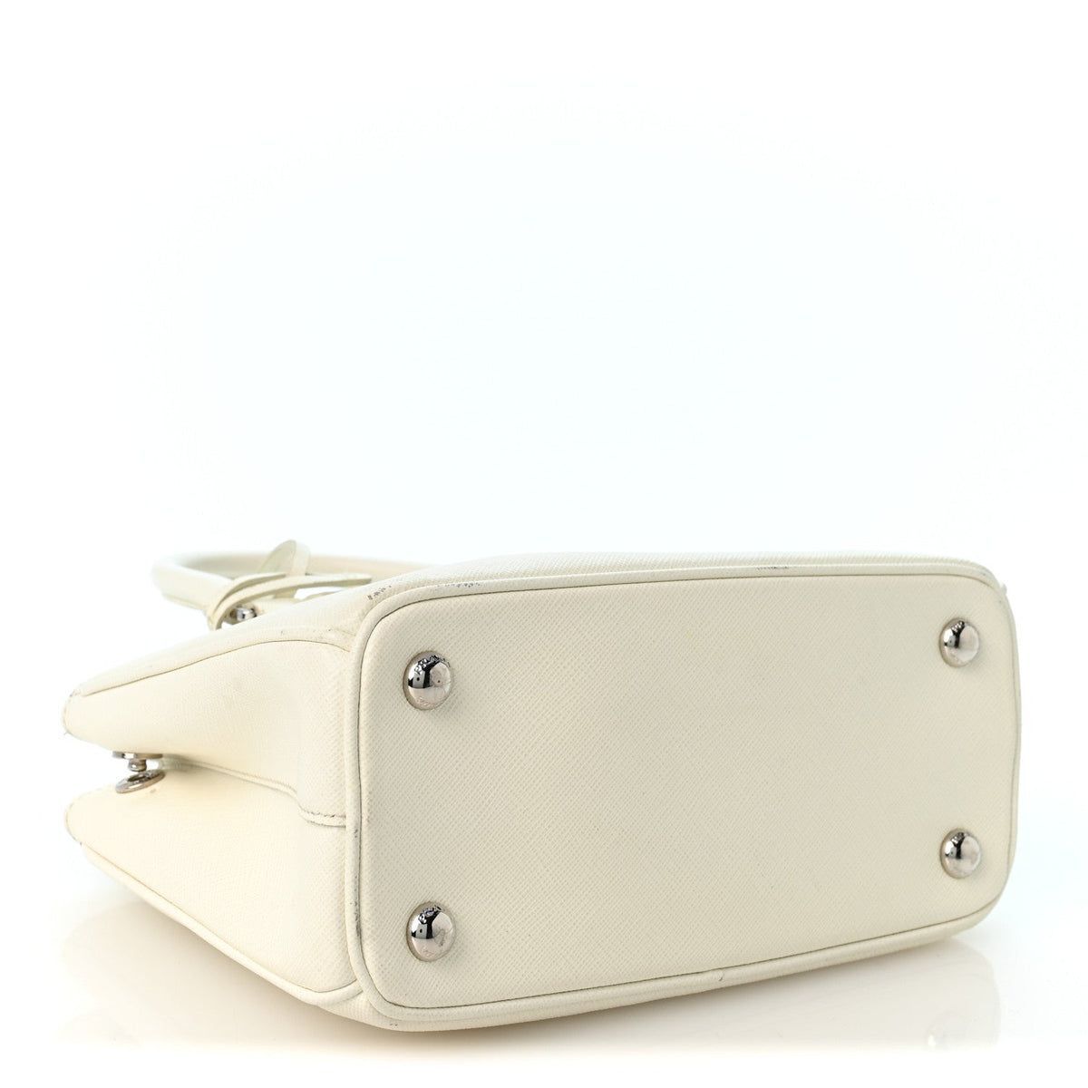 Saffiano Lux Micro Galleria Shoulder Bag White