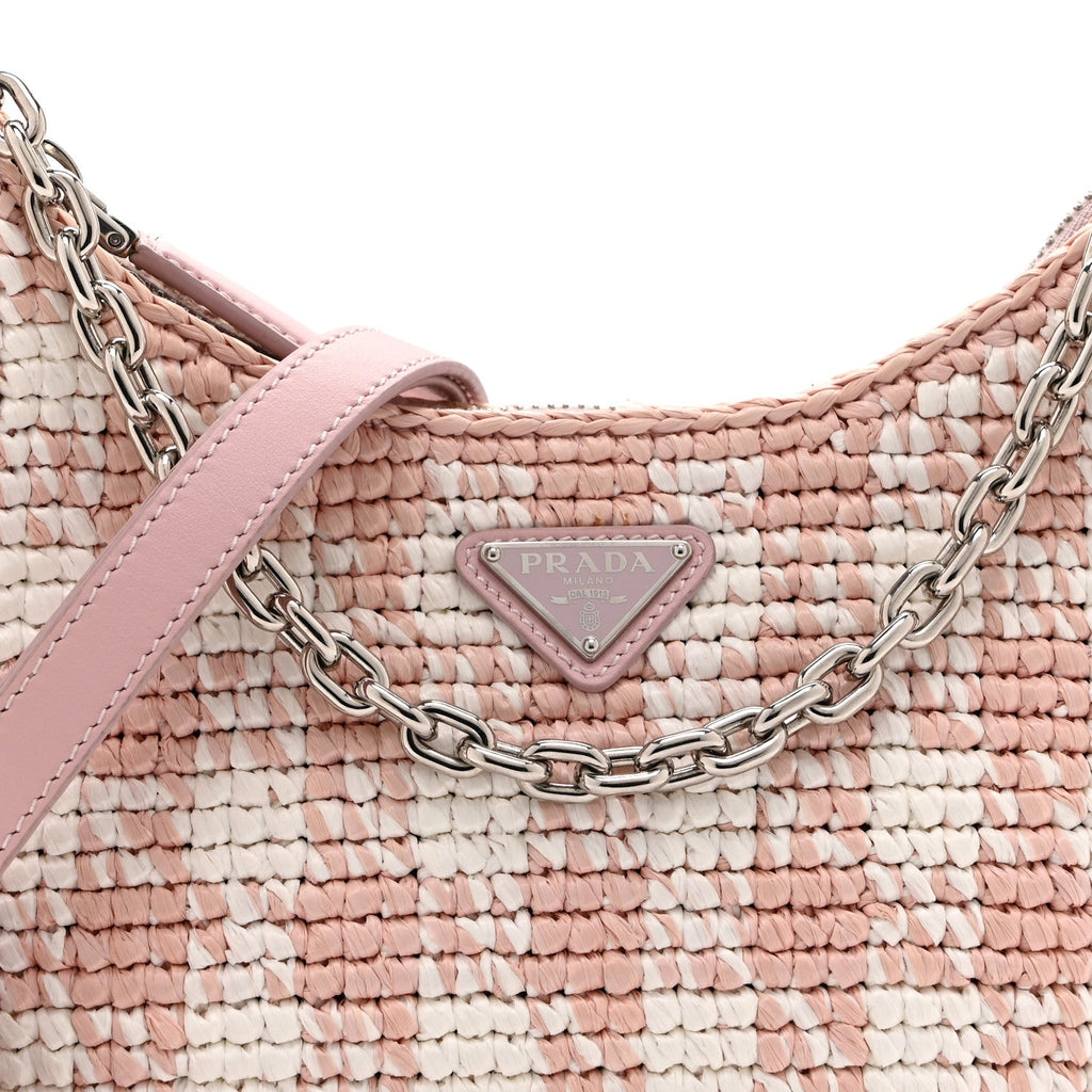 Yarn Raffia Effect Crochet Mini Re-Edition Shoulder Bag Alabastro