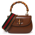 Boarded Dyana Lux Calfskin Web Medium Bamboo 1947 Top Handle Bag Brown