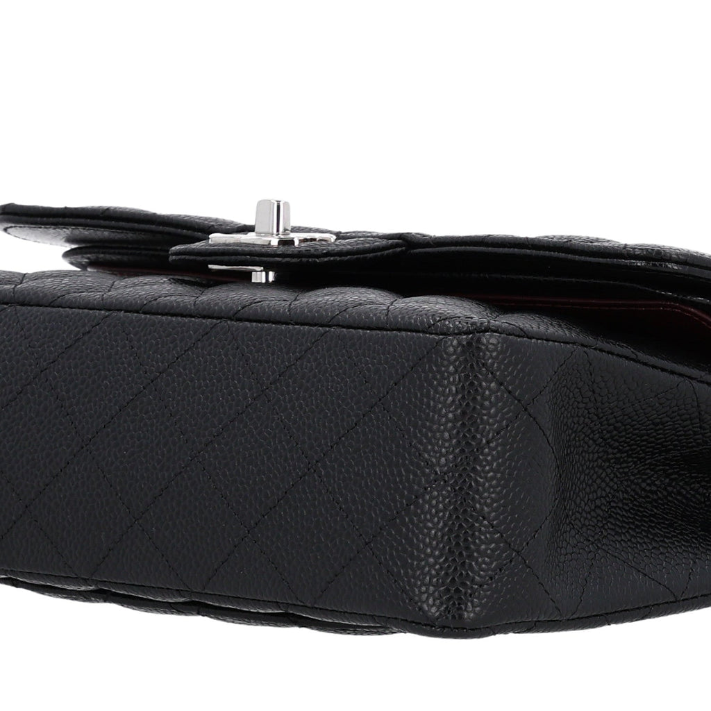 Caviar Quilted Small Double Flap Black