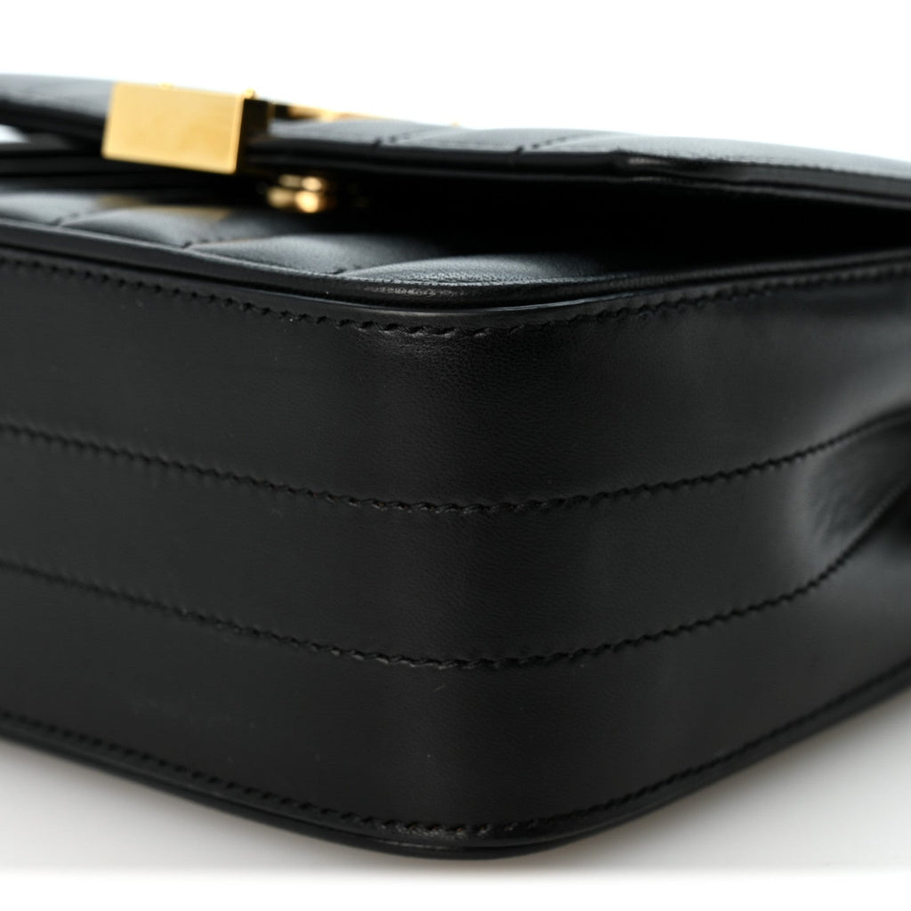 Lambskin Matelasse Monogram Small Vicky Chain Bag Black