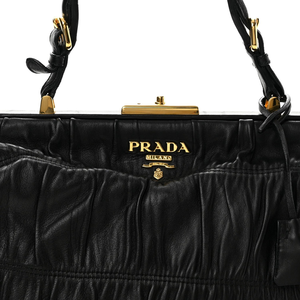 Nappa Dressy Gaufre Framed Tote Black
