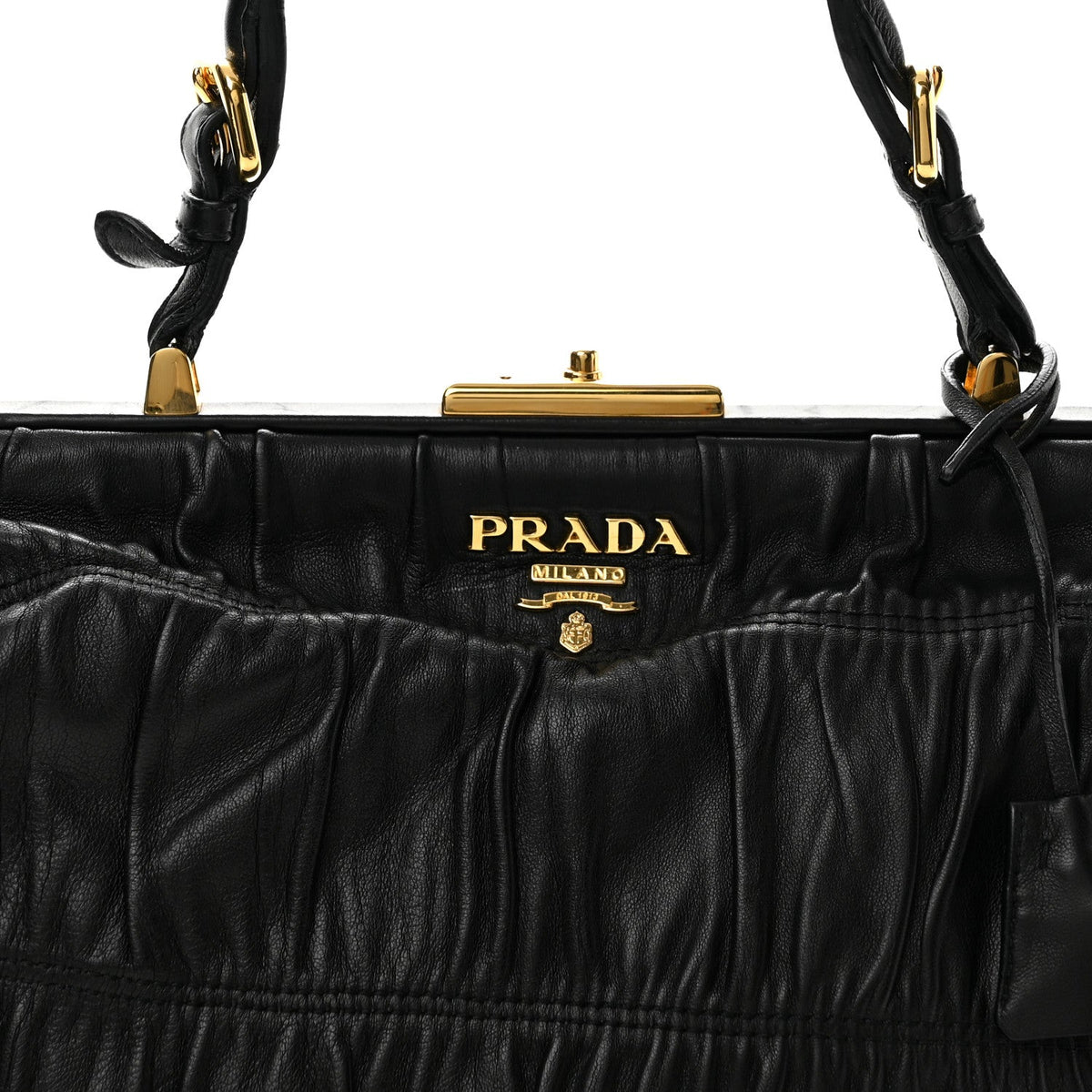 Nappa Dressy Gaufre Framed Tote Black