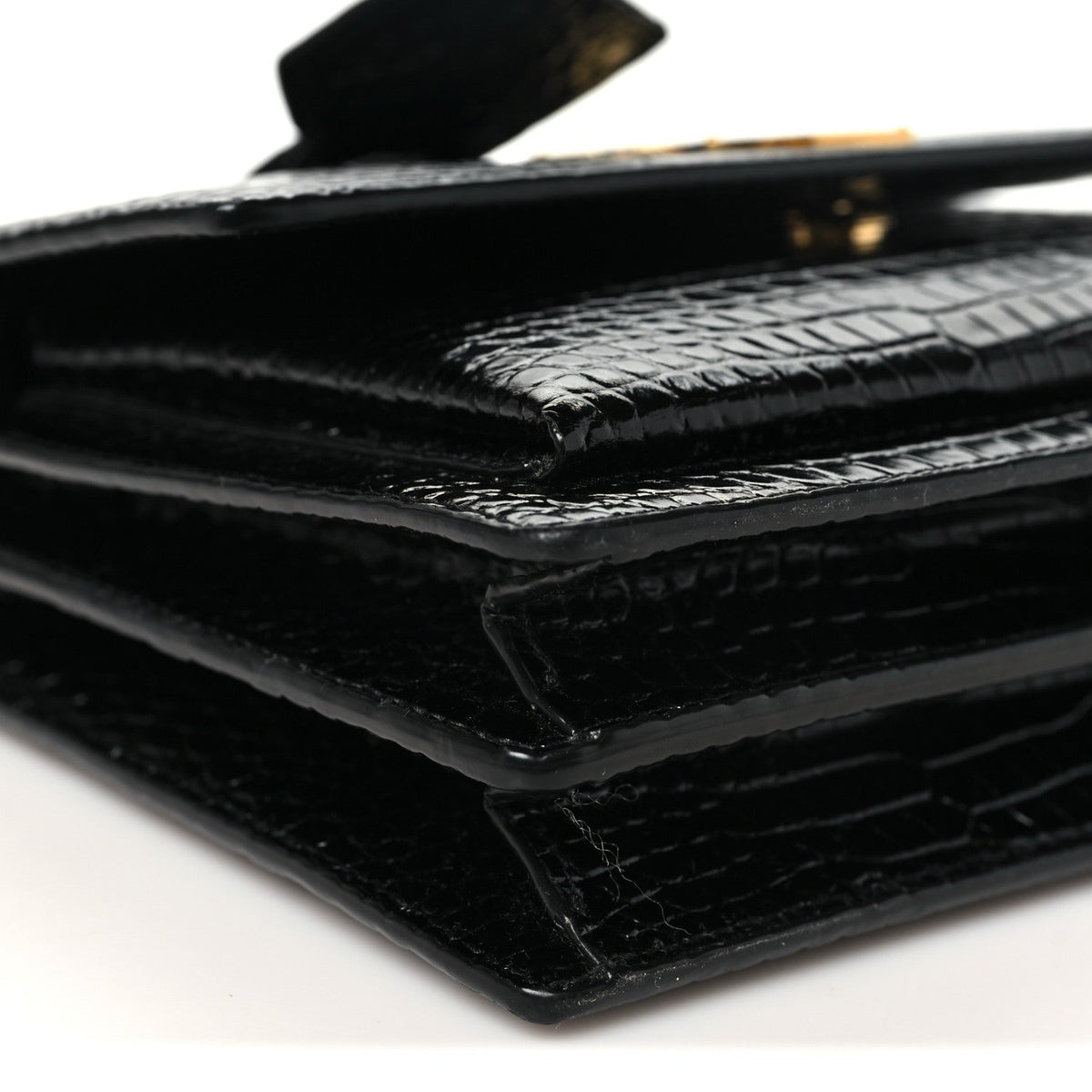 Calfskin Crocodile Embossed Medium Monogram Sunset Black