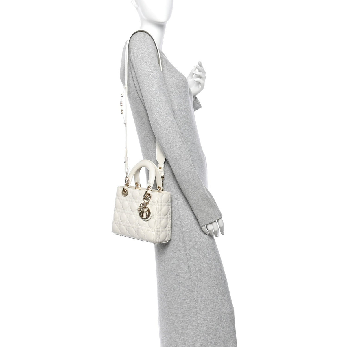 Lambskin Cannage Small My ABCDior Lady Dior White