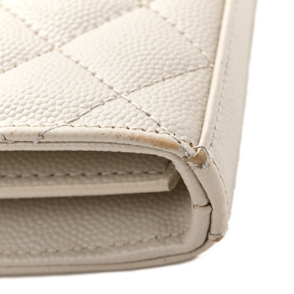 Grain De Poudre Mixed Matelasse Triquilt Monogram Chain Wallet Crema Soft