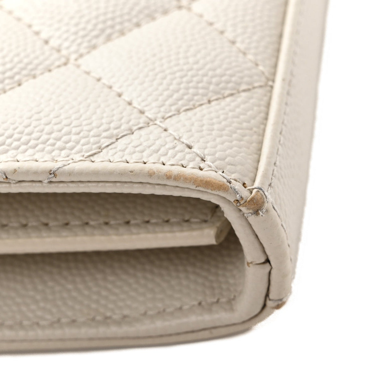Grain De Poudre Mixed Matelasse Triquilt Monogram Chain Wallet Crema Soft