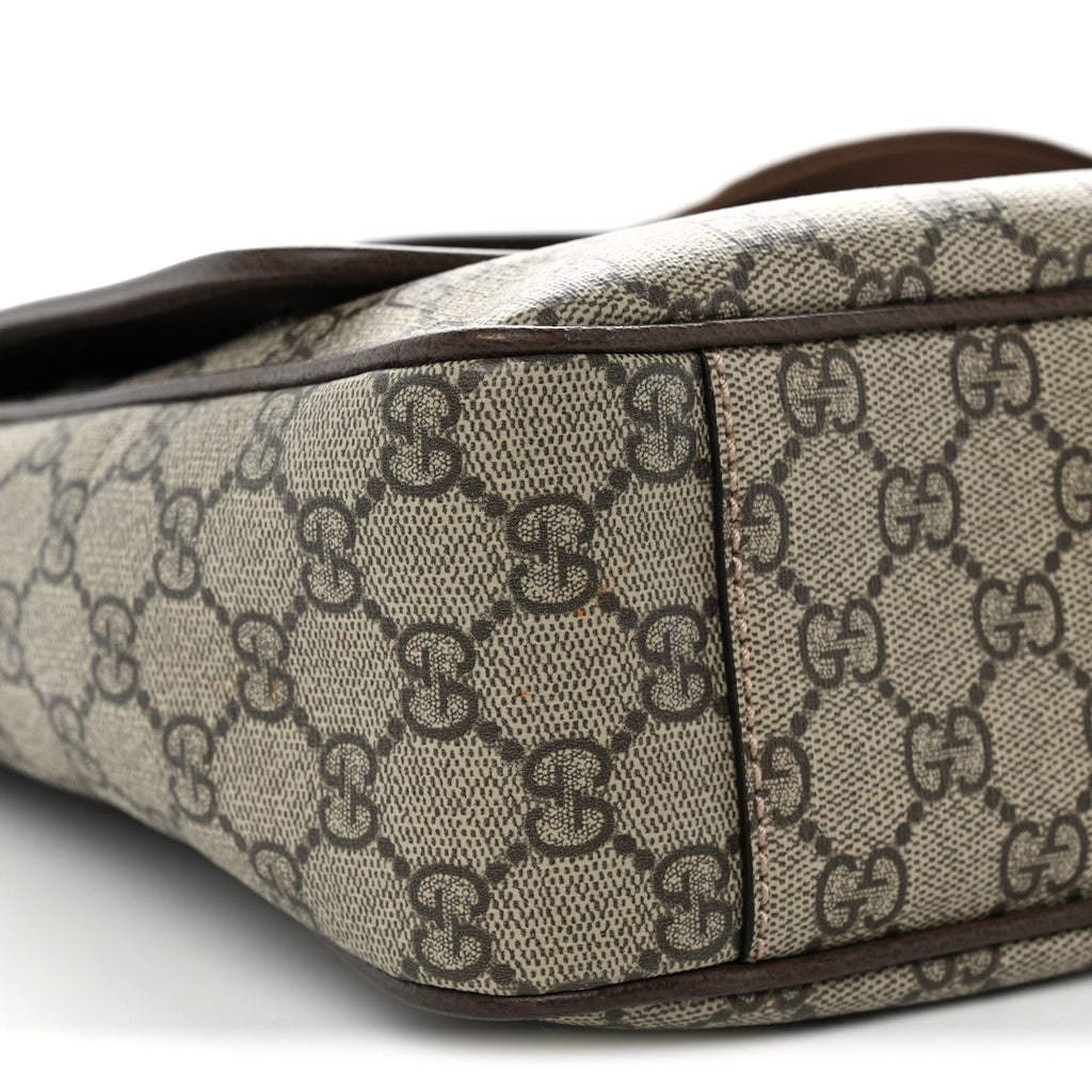 Tender GG Supreme Monogram Textured Dollar Calfskin Ophidia Messenger Bag Beige Ebony Dark Brown