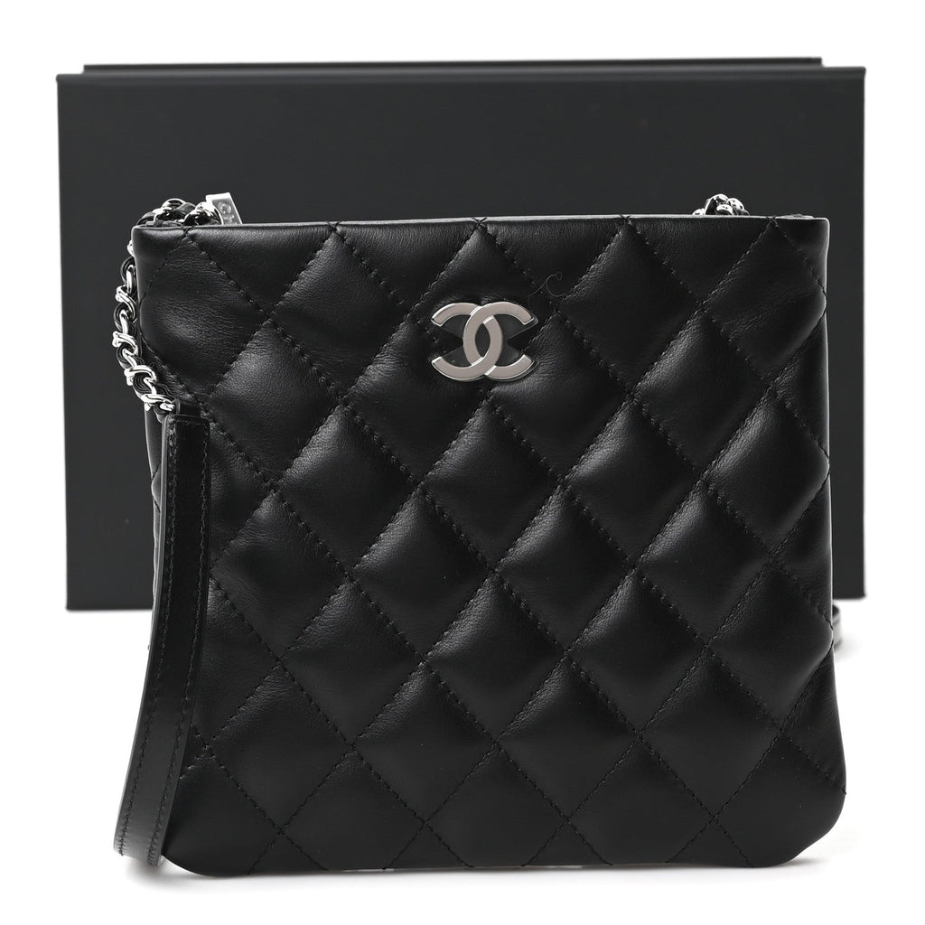 Lambskin Quilted Uniform Crossbody Bag Black