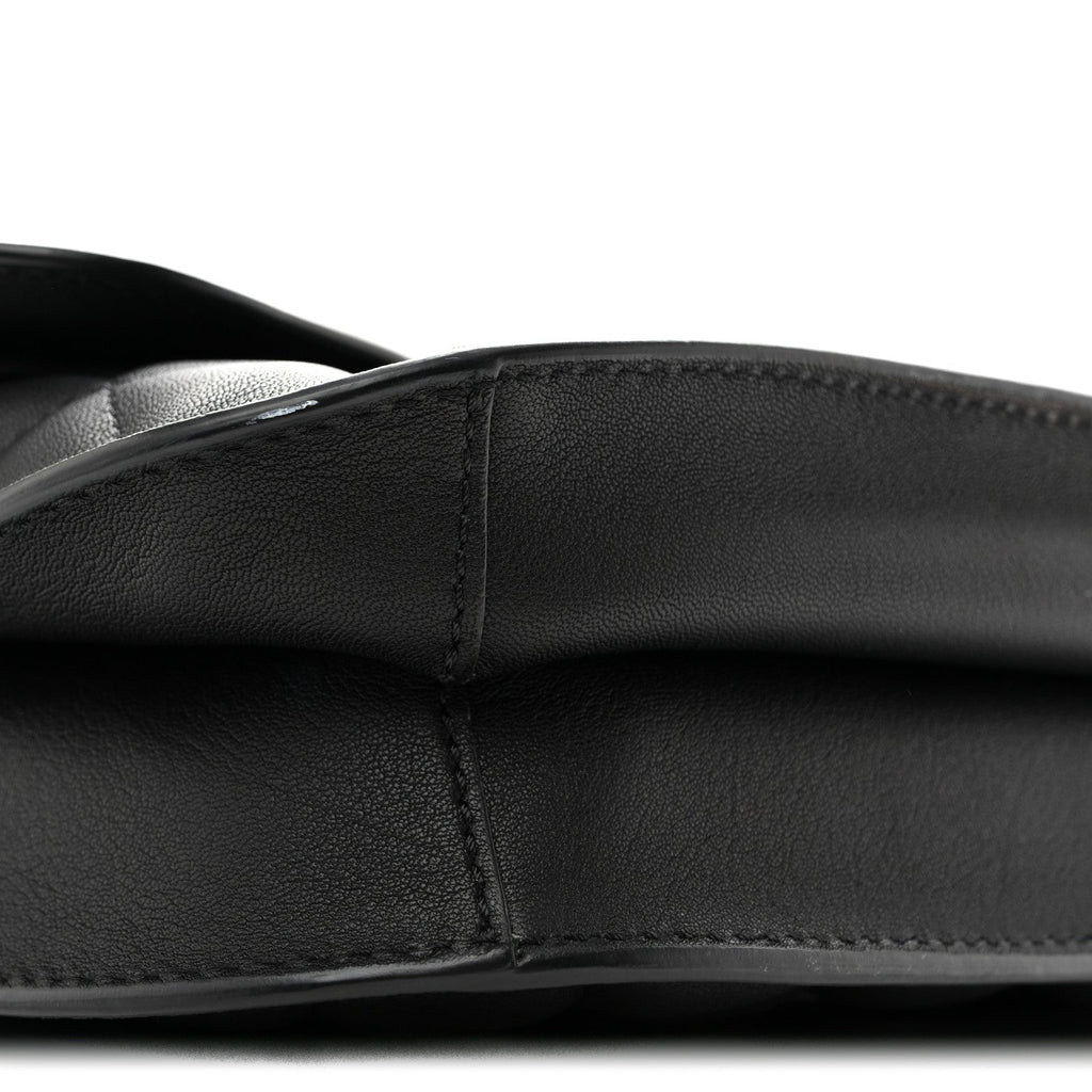 Metallic Goatskin Quilted Large Rock In Rome Flap Black