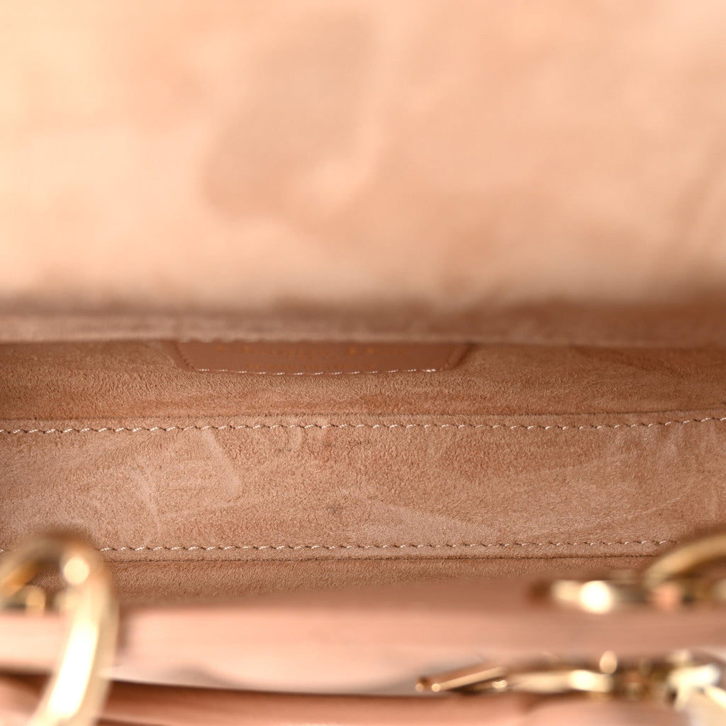 Lambskin Cannage Micro Lady D-Joy Rose Des Vents