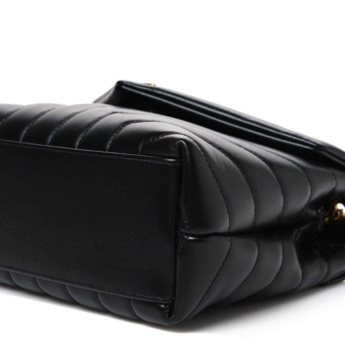 Calfskin Y Quilted Monogram Small Loulou Chain Satchel Black