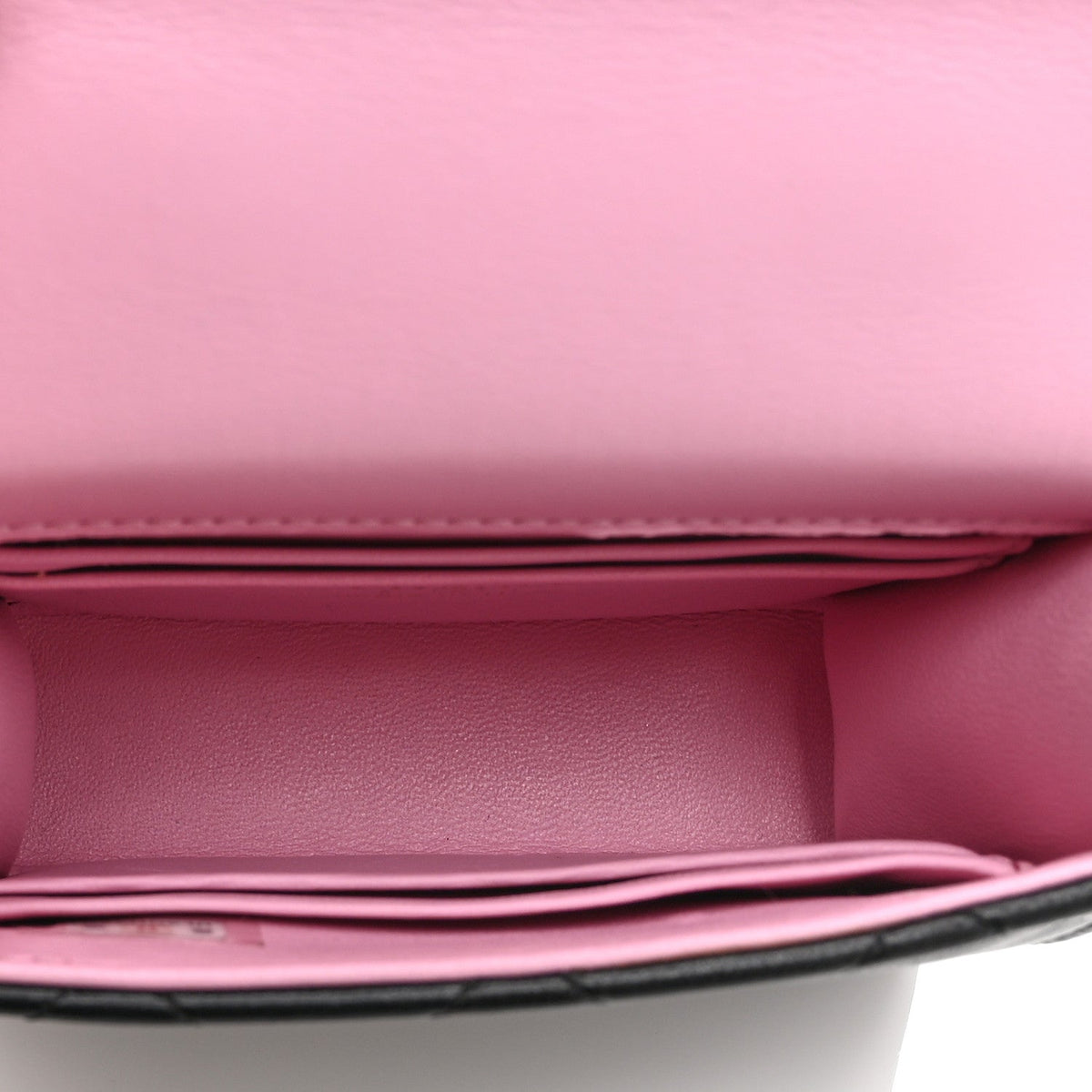Lambskin Quilted Bi-Color Top Handle Clutch With Chain Black Pink