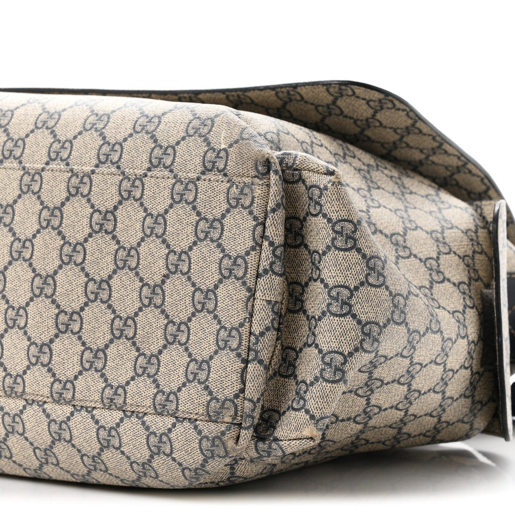 GG Supreme Monogram Selleria Calfskin Messenger Diaper Bag Navy