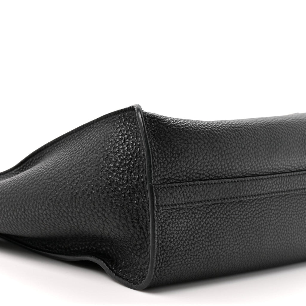 Vitello Daino Chain Shopping Tote Black