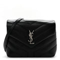 Calfskin Y Quilted Monogram Toy Loulou Crossbody Bag Black