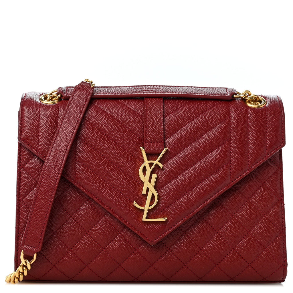 Grain De Poudre Textured Mixed Matelasse Triquilt Medium Monogram Satchel Oxblood