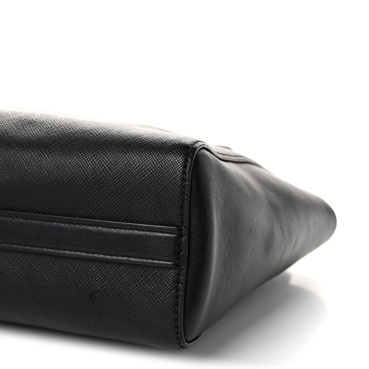 Saffiano Soft Calfskin Small Zippered Tote Black