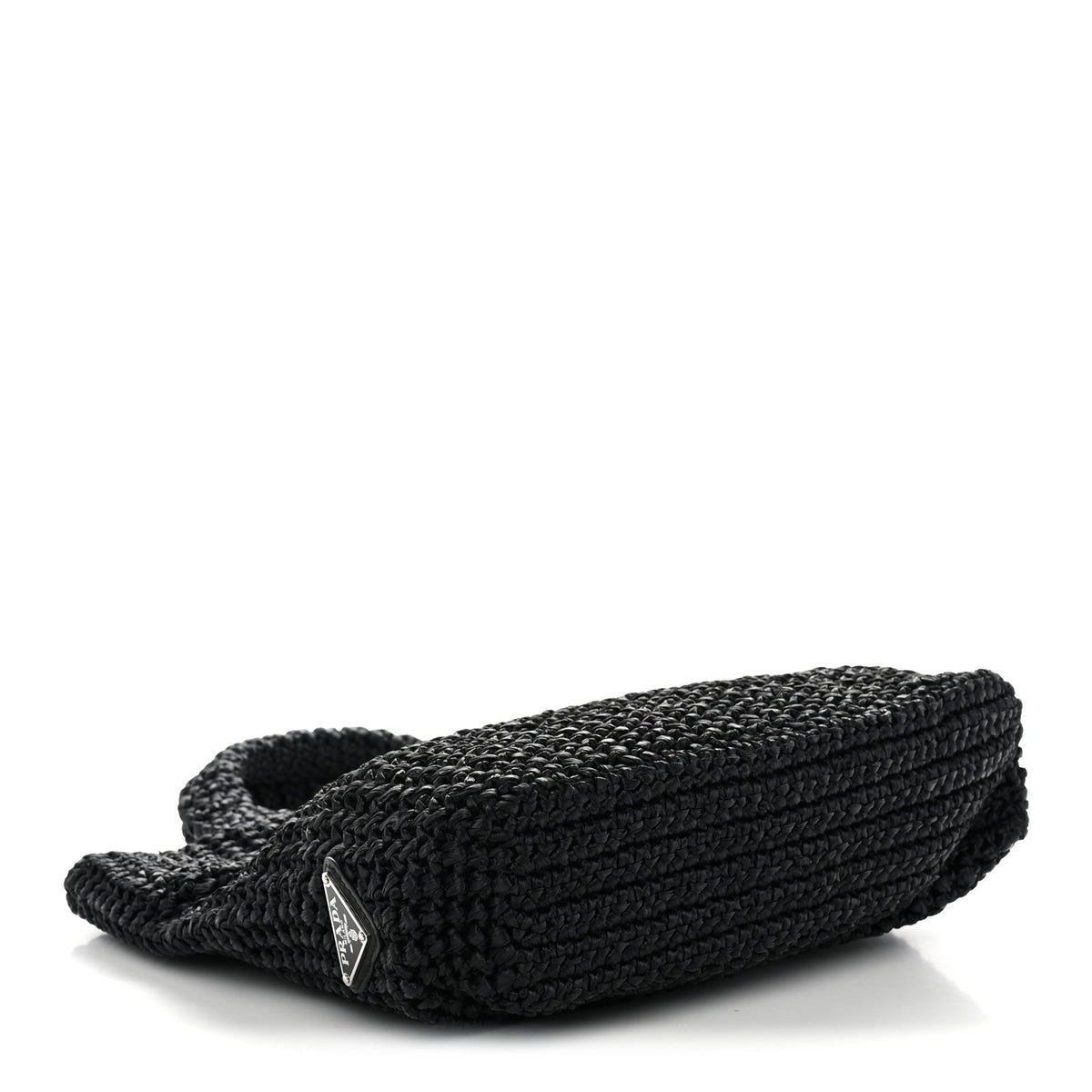 Yarn Raffia Effect Crochet Small Logo Tote Black