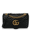 Calfskin Matelasse Small GG Marmont Shoulder Bag Black