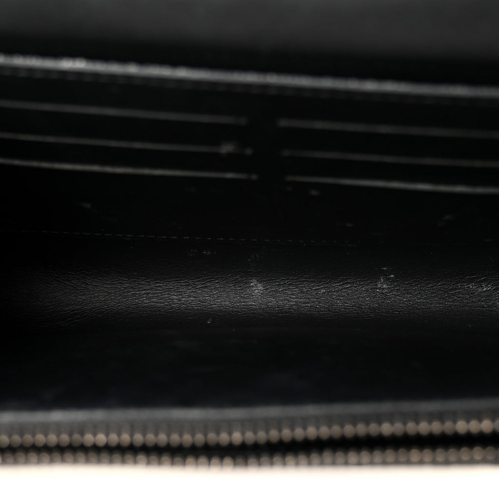 Calfskin Graphic Print Twist Chain Wallet White Black White Black