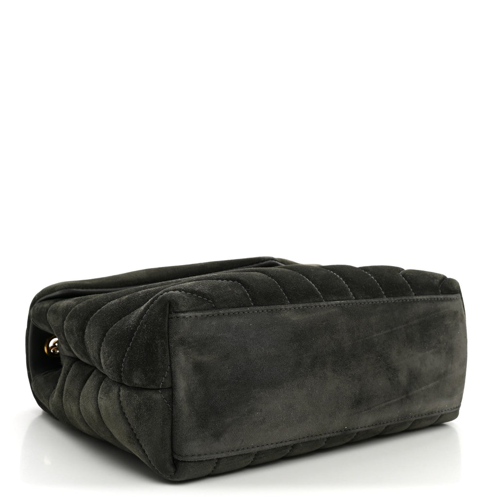 Suede Calfskin Y Quilted Monogram Small Loulou Chain Satchel Storm