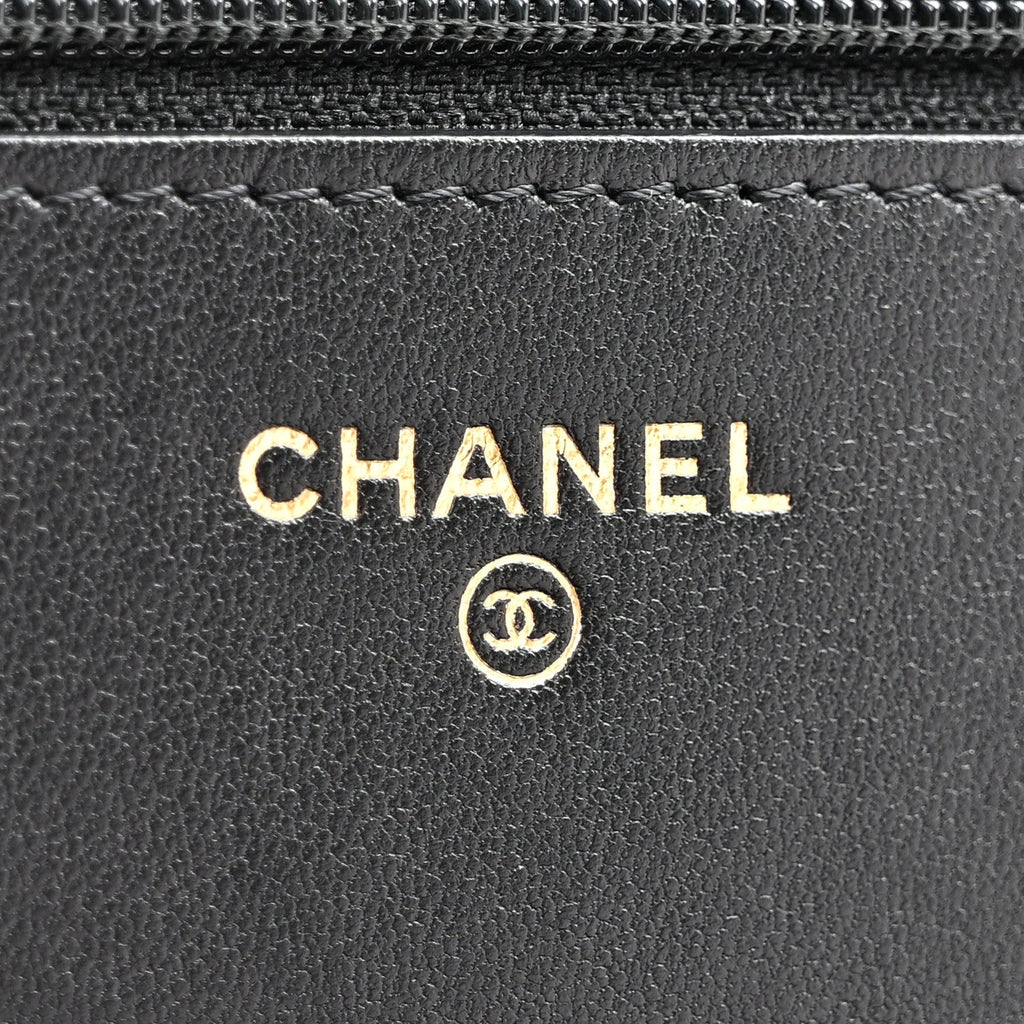 Calfskin Once Upon A Time Wallet on Chain WOC Black