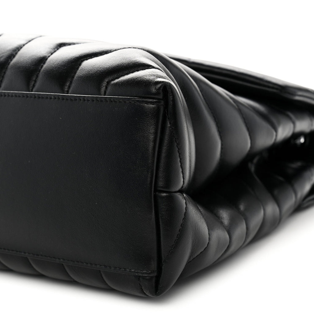 Calfskin Y Quilted Monogram Monochrome Medium Loulou Chain Satchel Black