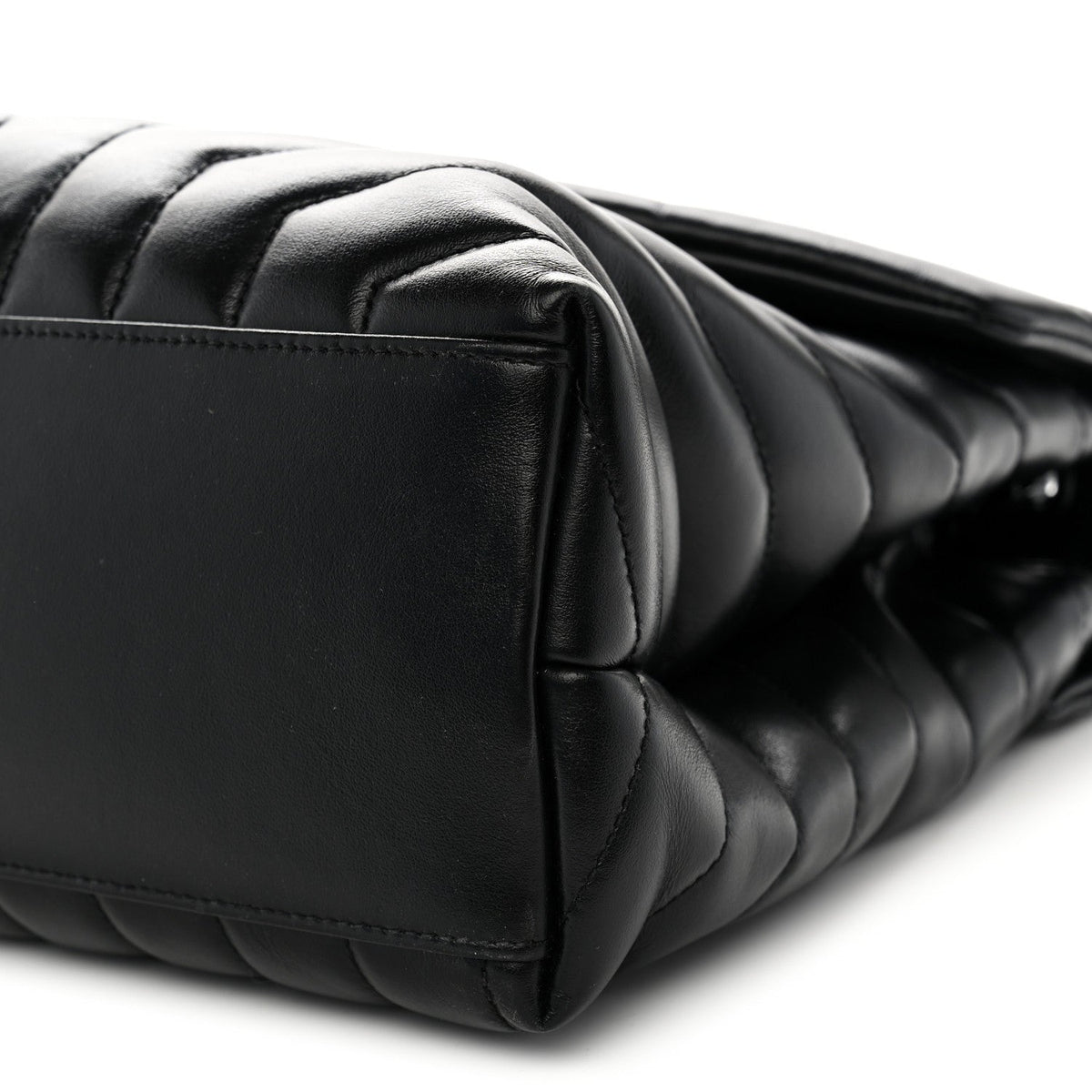 Calfskin Y Quilted Monogram Monochrome Medium Loulou Chain Satchel Black
