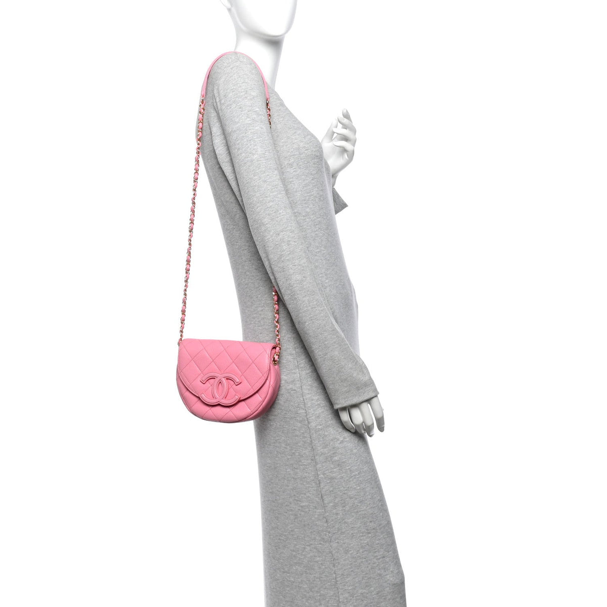 Caviar Quilted Mini Messenger Flap Light Pink