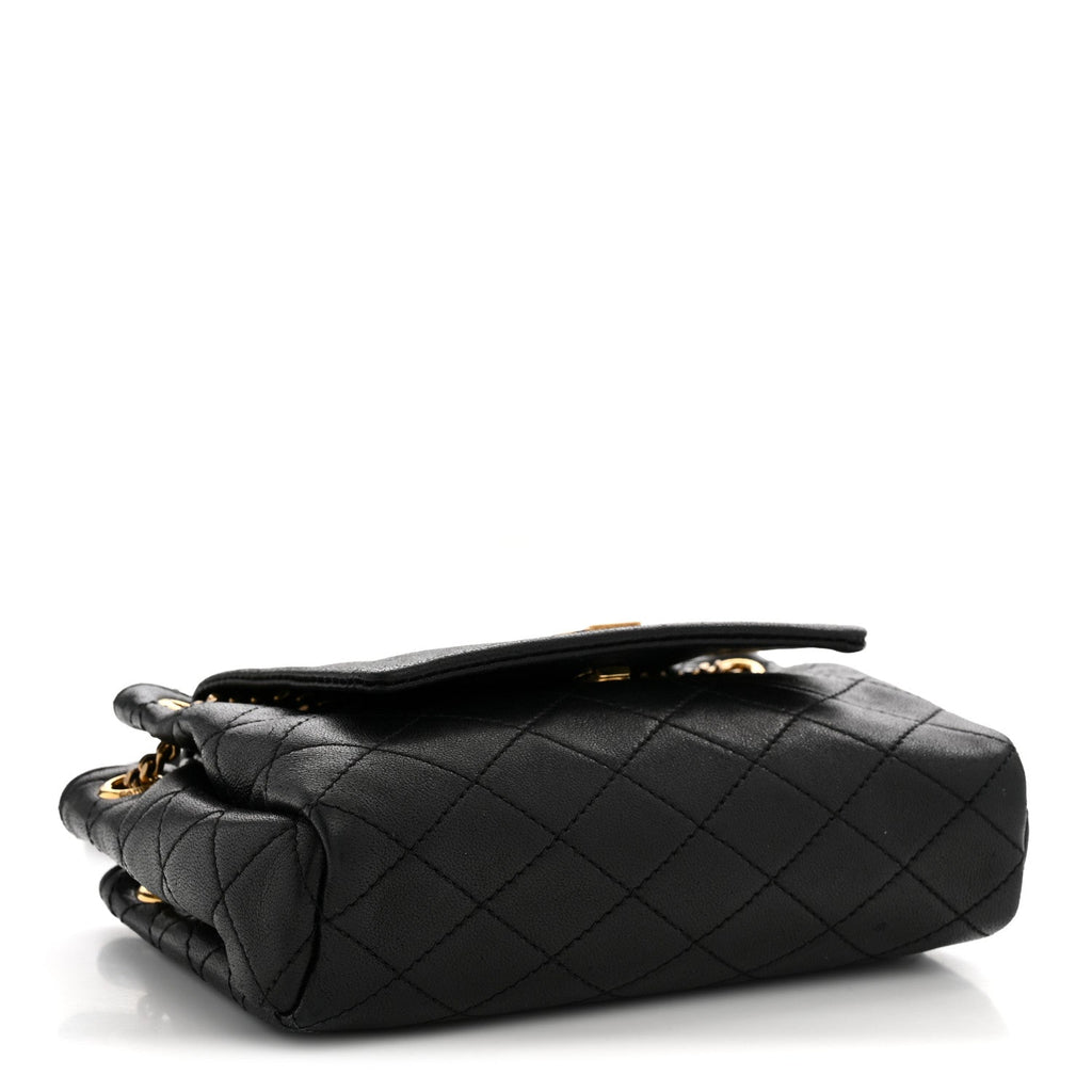 Lambskin Quilted Monogram Mini Nolita Black