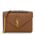 Grain De Poudre Textured Mixed Matelasse Medium Triquilt Monogram Satchel Dark Cork