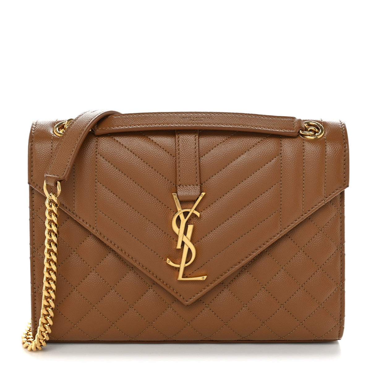 Grain De Poudre Textured Mixed Matelasse Medium Triquilt Monogram Satchel Dark Cork