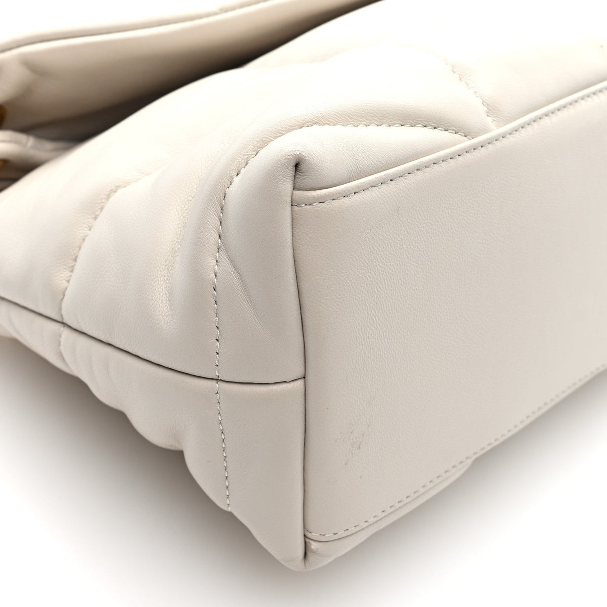 Lambskin Quilted Small Loulou Puffer Monogram Chain Satchel Crema Soft