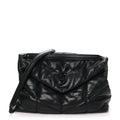 Lambskin Quilted Monogram Monochrome Medium Loulou Puffer Chain Satchel Black
