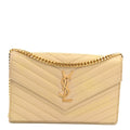 Grain De Poudre Matelasse Chevron Monogram Chain Wallet Dark Beige