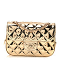 Mirror Calfskin Metallic Calfskin Quilted Hollywood Boulevard Mini Flap With Star Coin Purse Gold
