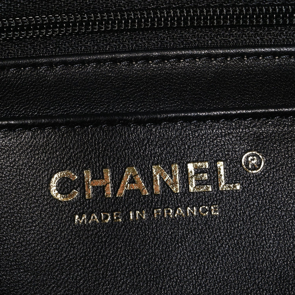 Lambskin Quilted Top Handle East West Flap Black