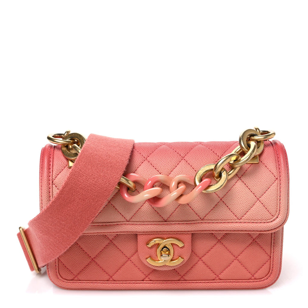 Caviar Quilted Small Sunset On The Sea Flap Coral